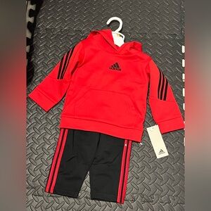 Adidas Red and Black Kids Matching Set